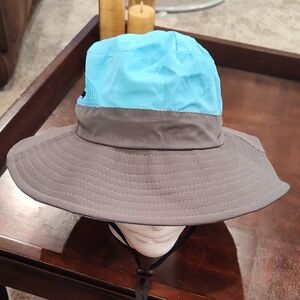 Blue and Gray Wide Brim Sun Bucket Hat